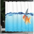 thumbnail image 3 of Ambesonne Goldfish Shower Curtain, Small Fish with Shark Fin, 69"Wx75"L, Pale Blue Navy Blue, 3 of 4