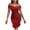 Red, variant on Women' Off-Shoulder Dress Solid Color Sequin Pleated Slim Fit Dress Glamorous Party Dress for New Year's Eve, Clubs, and Evening Galas. Red M