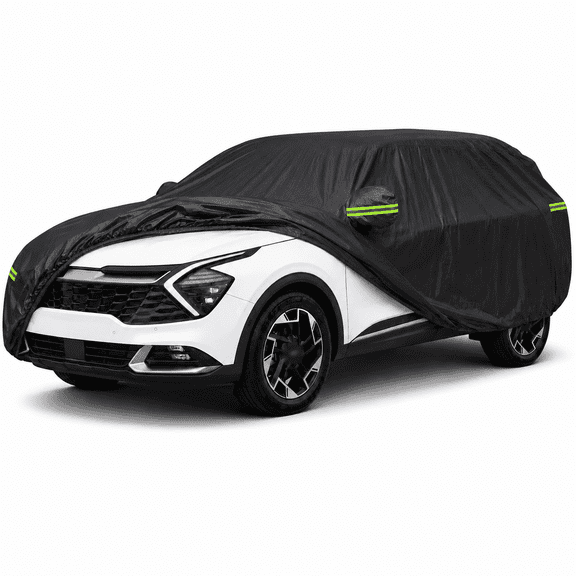 Custom Fit Car Cover for Kia Sportage, Waterproof Dustproof Stain‑Resistant UV Protection, Anti‑Cat Scratch, Lightweight Foldable Full SUV Cover with Reflective Strips & Driver‑Side Zipper