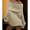 thumbnail image 4 of Women'S Off the Shoulder Sweater Oversized Batwing Sleeve Loose Pullover Sweaters Tops Apricot Color XL, 4 of 9
