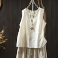 thumbnail image 4 of Women's Cotton Linen Sleeveless Camisole Tank Top With Pocket Beige L, 4 of 4