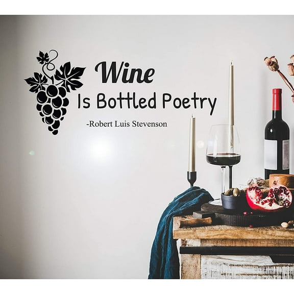 Vinyl Wall Decal Grapevine Wine Poetry Alcohol Drink Stickers Mural 22.5 in x 10 in