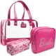 thumbnail image 1 of Set de bolsas de aseo Barbie, bolsa de cosméticos con cierre, 3 unidades, 1 of 6