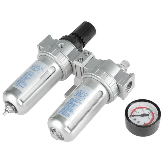 Kit de herramientas para regulador de agua y aceite de trampa de manómetro de filtro de compresor de presión de aire de 1/2"
