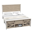 thumbnail image 6 of Dextrus Artisan Queen Bed Frame with Hidden Storage, Sliding Barn Door, Silent Metal Slat Support, No Box Spring Needed, Oak, 6 of 6