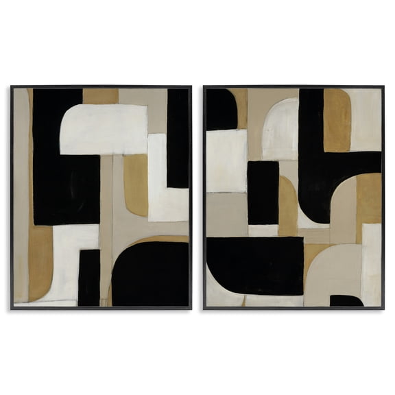 Stupell Industries Neutrals & Black Geometrics 2 Piece Black Framed Giclee Art Set, design by Kippi Leonard