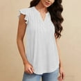 thumbnail image 6 of Fewfanhot Vest Tops for Women Summer Tops for Women Short Sleeve Shirts Dressy Pleated Tunic Casual V Neck Button Down Blouses, 6 of 9