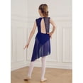 thumbnail image 5 of Miutii Kids Girls Ballet Leotard Skirted High-Low Hem Latin Modern Contemporary Ballroom Lyrical Dancewear Navy Blue 14, 5 of 7