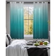 thumbnail image 3 of Teal Ombre Sheer Curtains 39 Inch Length 2 Panels Set for Living Room/Bedroom, Contemporary Gradient Abstract Art Kitchen Curtains Grommet Semi-Sheer Curtains Drapes Window Treatments 27.5"x39"x2, 3 of 7