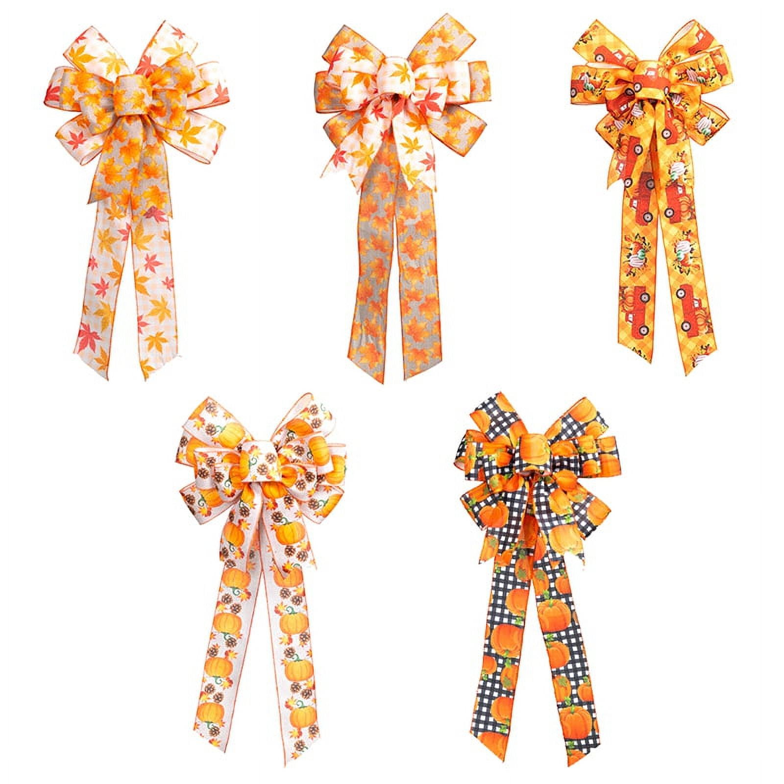 Hying 2 Rolls Fall Ribbons for Wreath Bows Wrapping Gifts, Football Party  Maple Leaves Ribbon for Gift Wrapping Harvest Thanksgiving Party Decoration