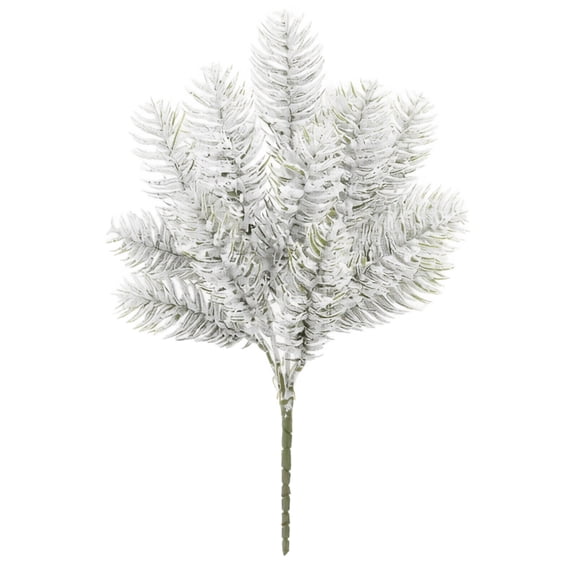 Faux Snow Pine Branch Pick Featuring Flocked Needle Design, Christmas Table Decorations for Holiday Mantels and Centerpieces, Festive Green Party Decorations Set of Two