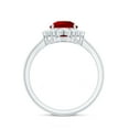 thumbnail image 2 of Rosec Jewels Lab Grown Ruby Ring with Diamond Halo for Women - 7X10 mm - AAAA Grade, 14K White Gold, US 3.00, 2 of 8