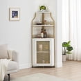 thumbnail image 3 of Estilo rural bar gabinete: five - tier gold wine organizer con glass holder y adjustable estante para dining room de esquina almacenamiento, 3 of 7