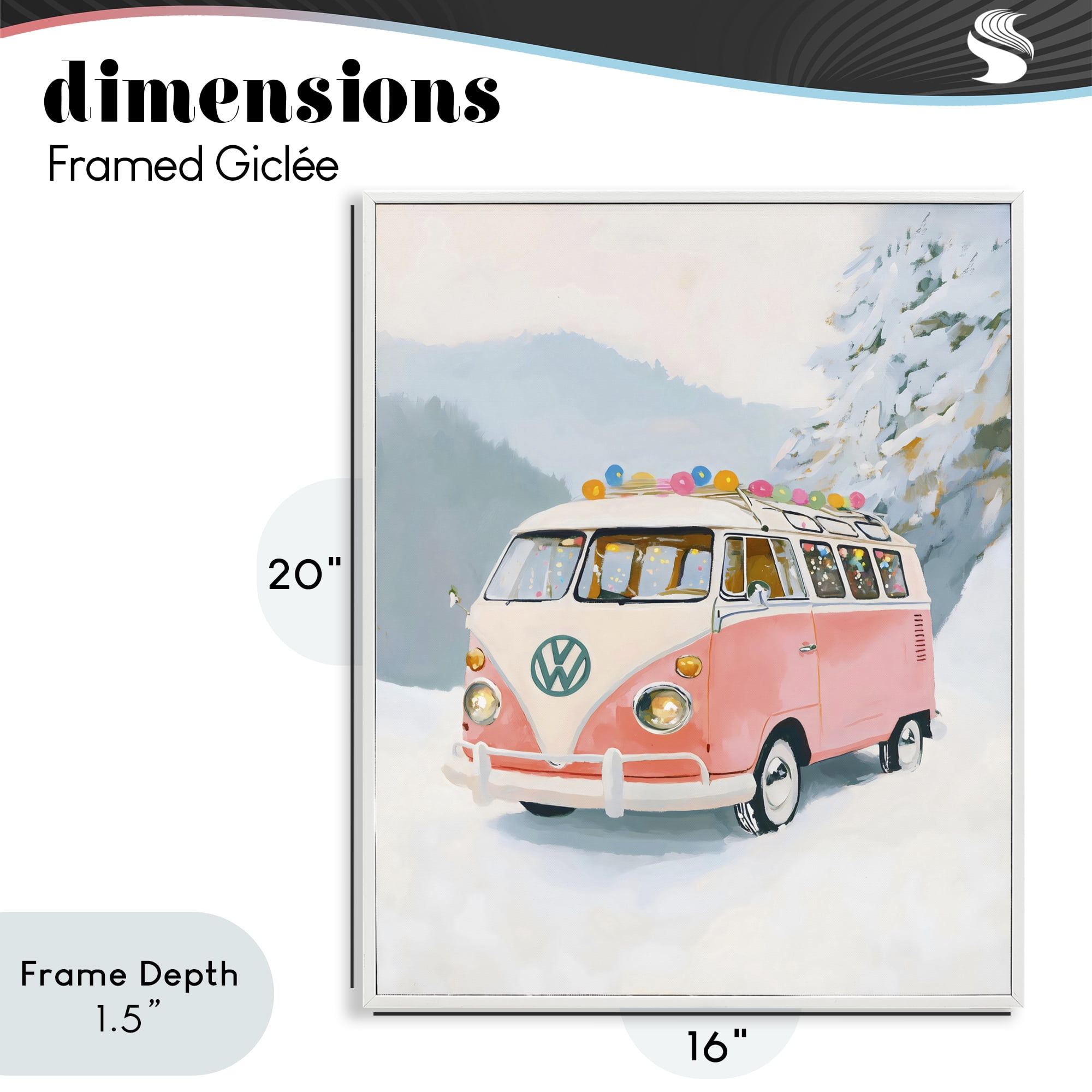 Stupell Industries Pink Christmas Van in Snow White Framed Giclee Art, design by The Prints Vibe