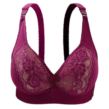 

Elainilye Fashion Bras For Older Women Gathered Bra Casual Wirefree Bra Comfortable Minimizer Bras Removable Shoulder Strap Bra
