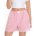 thumbnail image 3 of Cueply Plus Size Boxer Shorts for Women Summer Casual Lounge Sleep Plaid Shorts Gingham Pajama Y2K Beach Bottoms, 3 of 9
