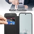 thumbnail image 2 of KOMI Premium PU Leather Wallet Flip Case for Google Pixel 9A - Business Classic Solid Color, Magnetic TPU Shell, Wireless Charging Black, 2 of 4
