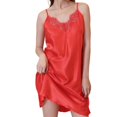 thumbnail image 4 of Nightgowns For Women Elegant Lace Mid Length Slim Large V Neck Can Be Worn Outside Thin Satin Nightgowns Red M, 4 of 6