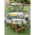 thumbnail image 4 of Outdoor Tablecloth with Umbrella Hole for Patio/Picnic/Party/Camping, Summer Truck Lemon Waterproof Table Cloth Round Cover Washable, Coastal Blue Starfish Floral (Dia 60"), 4 of 8