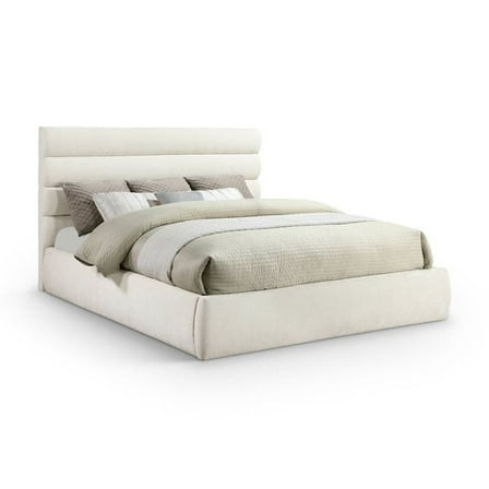 Meridian Furniture Adam Cream Chenille Fabric King Bed