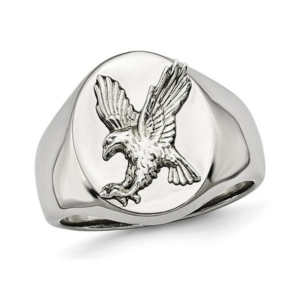 Mens Flying Eagle Stainless Steel and  Sterling Silver Ring