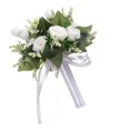 thumbnail image 1 of Ramos de novia, ramos de novia con rosas blancas color champán, ramos de flores artificiales para boda, ramos de dama de honor con cinta de seda, rosas de seda con perlas de cristal de San Valentín., 1 of 8