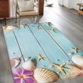 thumbnail image 3 of 3'x5' Area Rugs, Ocean Coastal Indoor Outdoor Area Rug for Living Room Bedroom, Blue Wooden Grain Starfish Seashells Floral Washable Bathroom Rugs Kitchen Floor Carpet Mats Home Decor Aesthetic, 3 of 8
