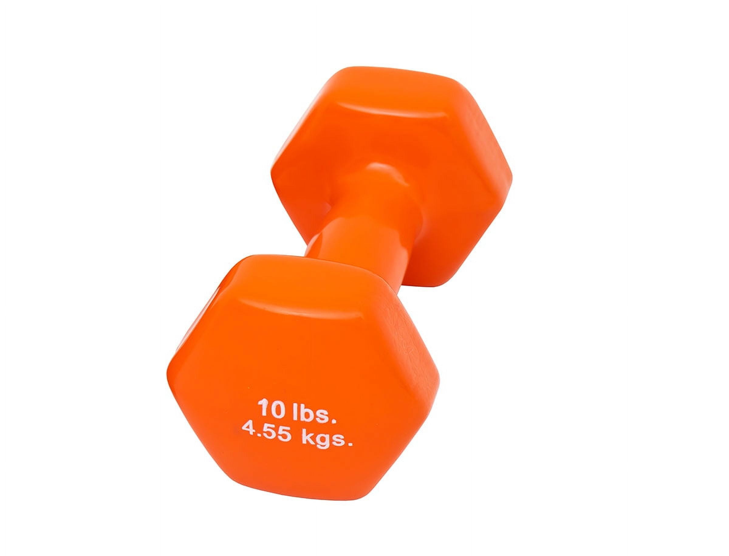 Vinyl-coated iron dumbbell,orange, 10 lb, 1 each