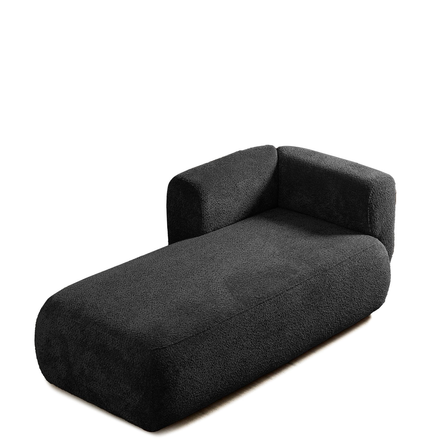 Hommoo 64" Boucle Upholstered Chaise Lounge Chair, Modern Tufted Leisure Sofa Chaise Sofa for Living Room, with Right Arm, Black