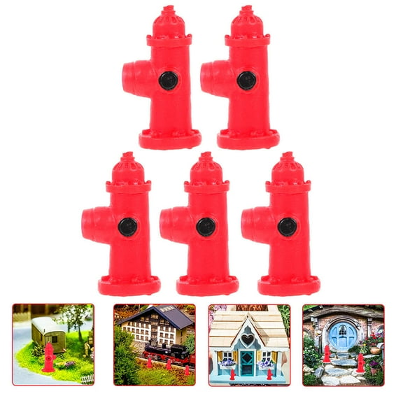 GOOHOCHY 5Pcs Red Resin Fire Hydrant Signs for Collectors Small Plastic Fire Hydrant