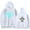 White, variant on Rezz Hoodie with new printed logo, cool street women's men's fashionable pullover sweatshirt
