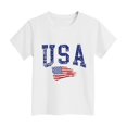 thumbnail image 4 of Girls T-Shirt 2-14 Years American Flag Patriotic Print 4th of July Independence Day Outfit Casual Summer Tee Versatile Lightweight Modern Classic(3-4 Years,A123-White), 4 of 4