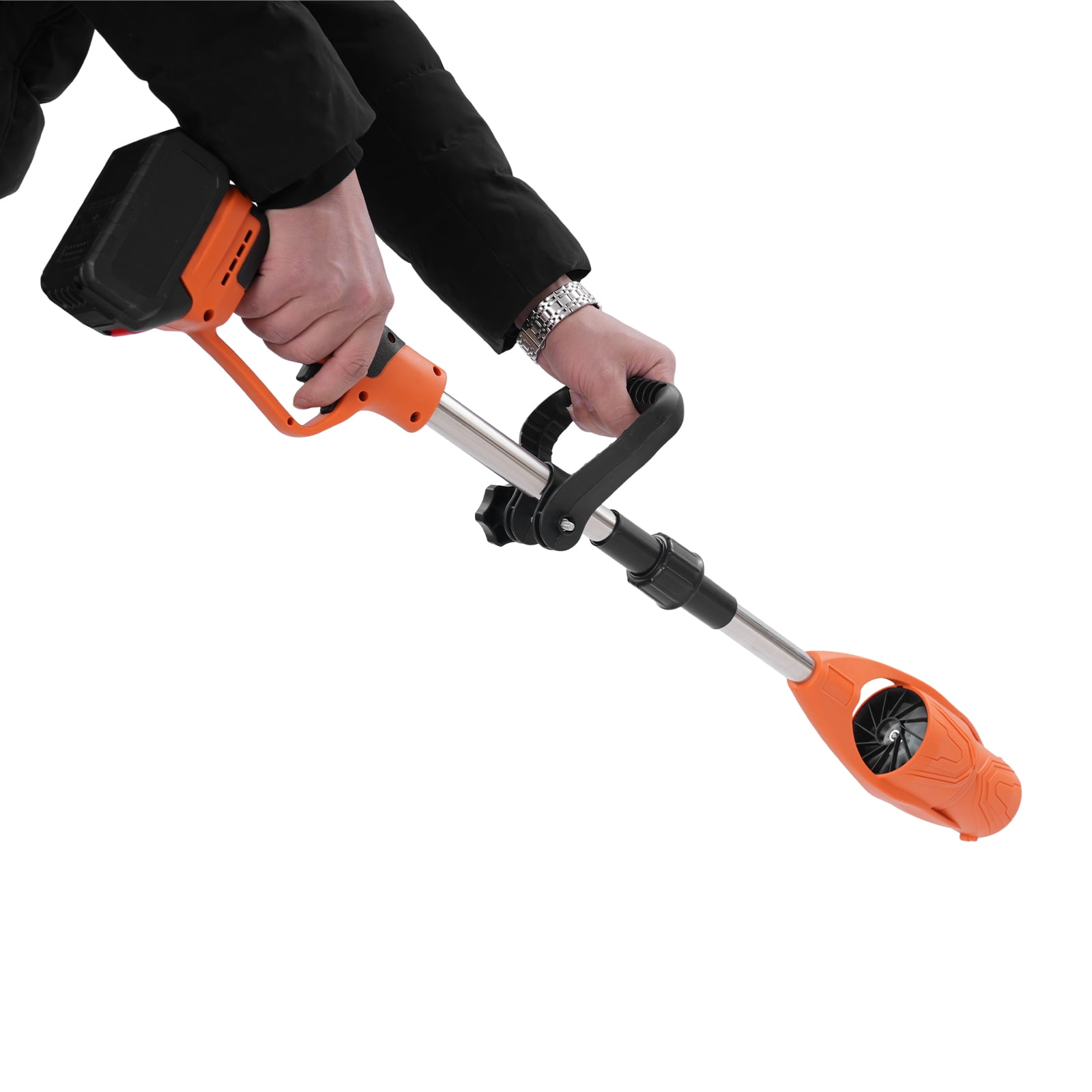 Cordless Lithium Battery Powered Leaf Blower, Electric Leaf Blower for Lawn Care 400W (Orange+Black)