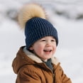 thumbnail image 5 of NOEGOEU Baby Beanie Toddler Infant Winter Hats with Pom Pom Knit Warm Caps for Boys Girls (Navy,0-3 Years), 5 of 6