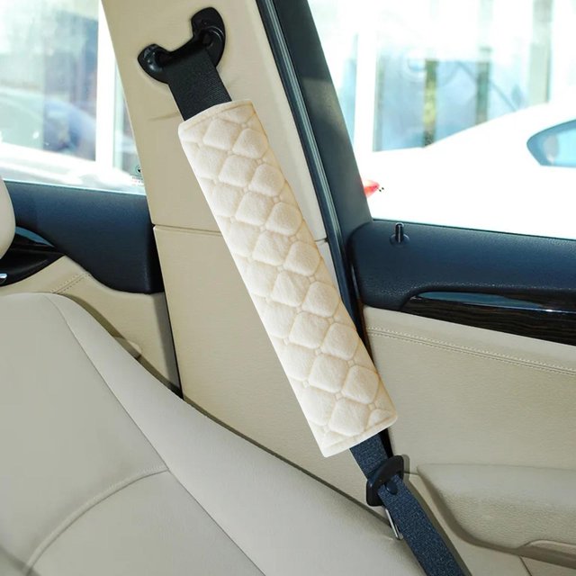 2 Piezas Decoraciones De La Cubierta Del Cinturón De Seguridad Del Coche Para La Bolsa De La Cámara Adultos Niños Coche Beige CUTICAT Cubierta de la almohadilla del cinturón de seguridad del automóvil
