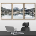 thumbnail image 2 of wall26 Framed Wall Art Print Set Washed Out Retro Mountain Lake Reflection Nature Wilderness Photography Modern Art Rustic Scenic Relax/Calm for Living Room, Bedroom, Office - 24"x36"x3 Nat, 2 of 5