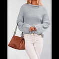 thumbnail image 4 of Suéteres de Cuello Redondo para Mujer, Conjuntos de Otoño, Suéteres de Punto con Cuello Redondo y Abertura Lateral, Tops de Moda. Gris L, 4 of 10