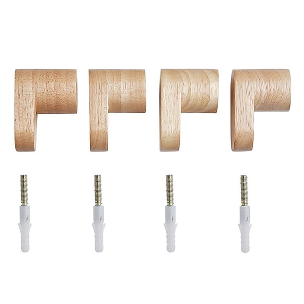 Injueey 4 Uds. Ganchos de pared de madera, ganchos para abrigos, ganchos de montados en la pared, gancho para de alta resistencia, gancho Almacenamiento y organización del hogar Injueey HA017190-00