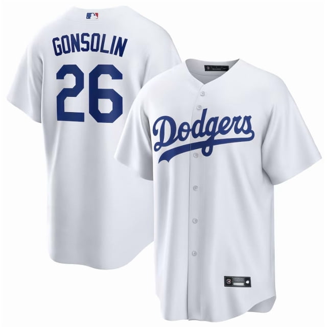 Camiseta clásica de béisbol blanca de local de Tony Gonsolin de Los Angeles Dodgers, con número de estrella bordado.-XXL