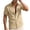 Khaki, variant on Mens Shirts V Neck Lapel Button Down Long Sleeve T Shirts Loose Fit Summer Beach Wedding Dressy Shirt