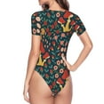 thumbnail image 4 of Easygdp Berries and Flowers Women's One-Piece Swimsuit Slim Fit Crew Neck Bodysuit Athletic Swimwear with Concealed Buckle - Large, 4 of 9