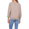 thumbnail image 3 of Suéter básico de manga larga de cuello redondo para mujer Inspire Chic, color marrón caqui, talla S, 3 of 6