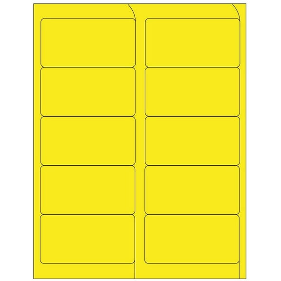 Compulabel 312186 Fluorescent Yellow Address Labels for Laser Printers, 4 x 2 Inch, Permanent Adhesive, 10 per Sheet, 100 Sheets per Carton