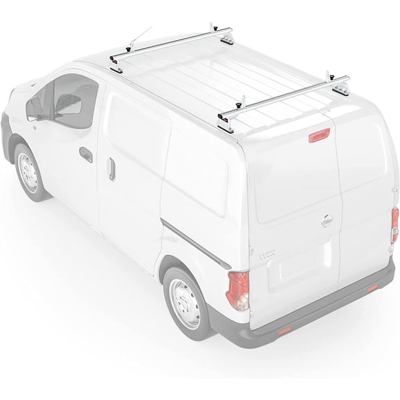AA-Racks Model AX312 Aluminum Van Roof Rack Cross Bars Fits for 2013-On NV200/ 2014-On Transit Connect/ 2013-2017 City Express, 2 Bar 50'' - White