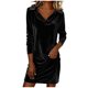 thumbnail image 2 of TaTaai Women's Winter Spring Velvet Dress Long Sleeve Lapel Button Solid Color Casual Party Dance Knee Length Stretchy Soft Gift, 2 of 6