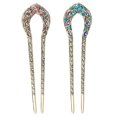 thumbnail image 1 of 2 Pcs Épingle à Cheveux Vintage en Cristal Strass à Double Griffe Épingle à Cheveux, 1 of 5