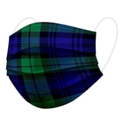 WeCare Face Masks - Box of 50, 3-Ply, Individually-Wrapped - Green Plaid