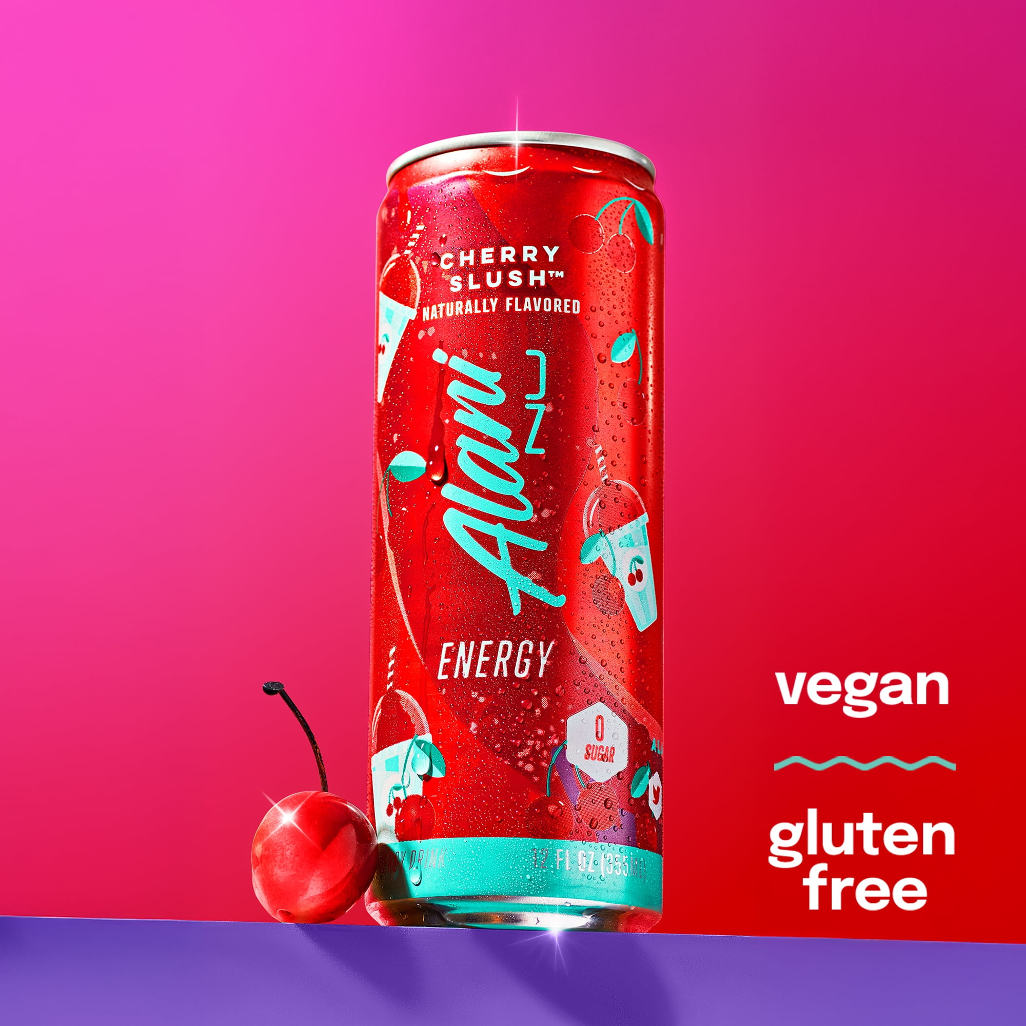 Alani Nu Sugar Free Energy Drink, Cherry Slush, 12 fl oz, 6 Pack, Cans, 200mg Caffeine