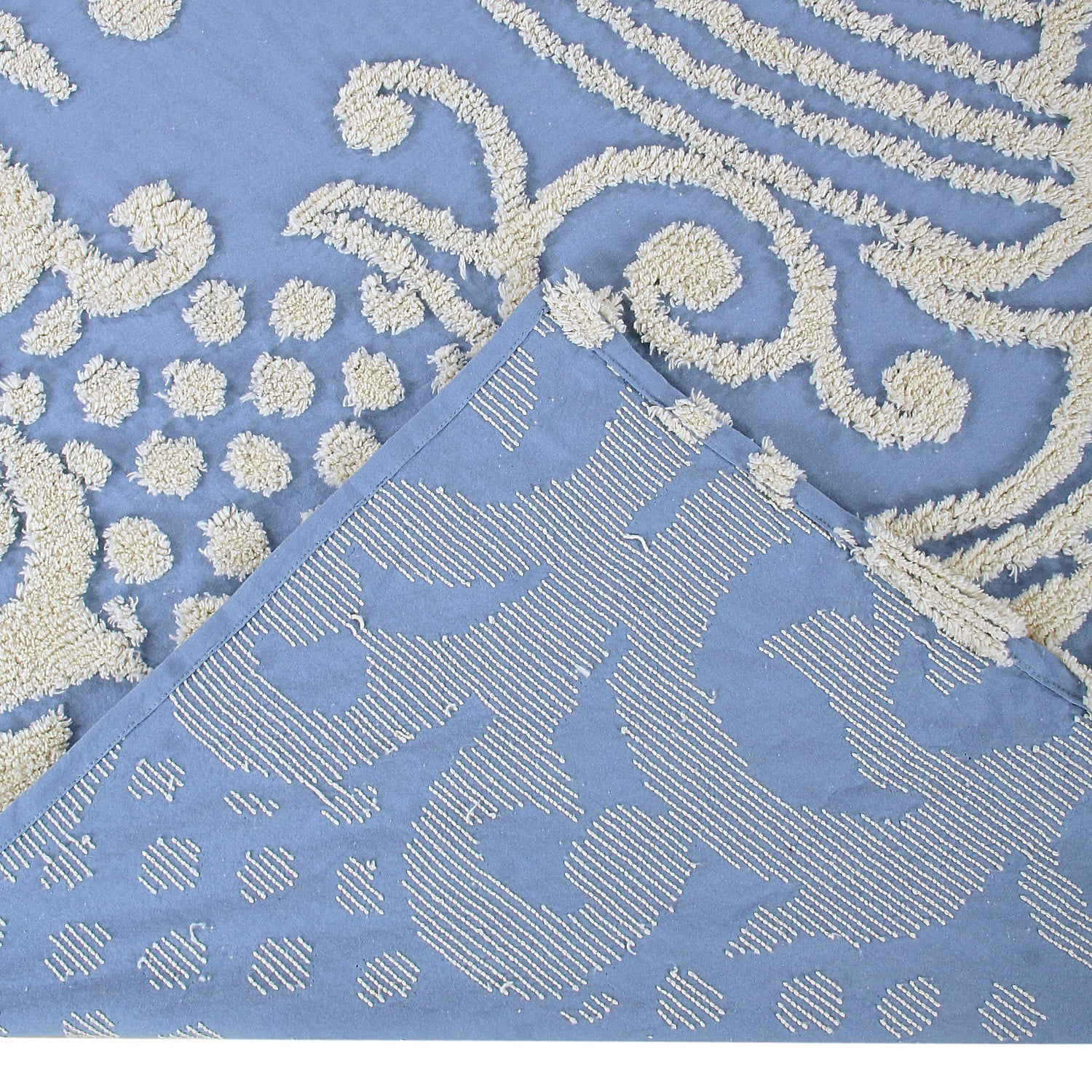 Better Trends Florence Medallion 100% Cotton For All Ages Full/Double Bedspread - Blue