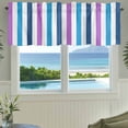 thumbnail image 3 of Blue Purple Stripe Farmhouse Short Window Curtain Valances, Gradient Geometric Vertical Striped Rod Pocket Kitchen Valances for Living Room Bedroom Bathroom Cafe 60" x 18", 3 of 8